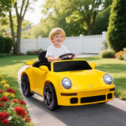 Children's Electric Car with Remote Control, MP3 Player and LED Lights, Yellow