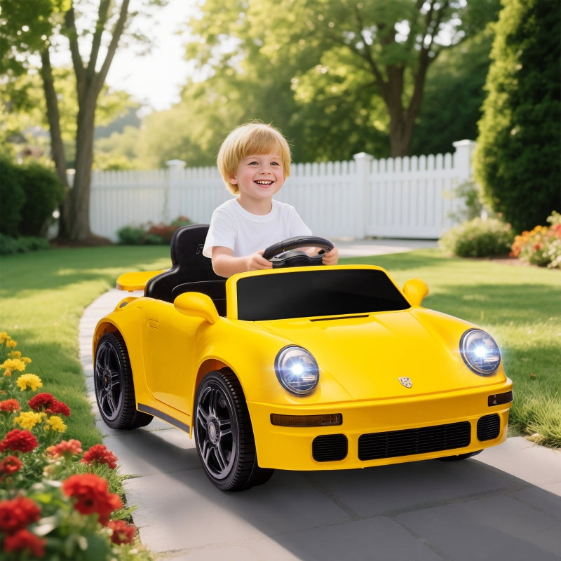 Children's Electric Car with Remote Control, MP3 Player and LED Lights, Yellow