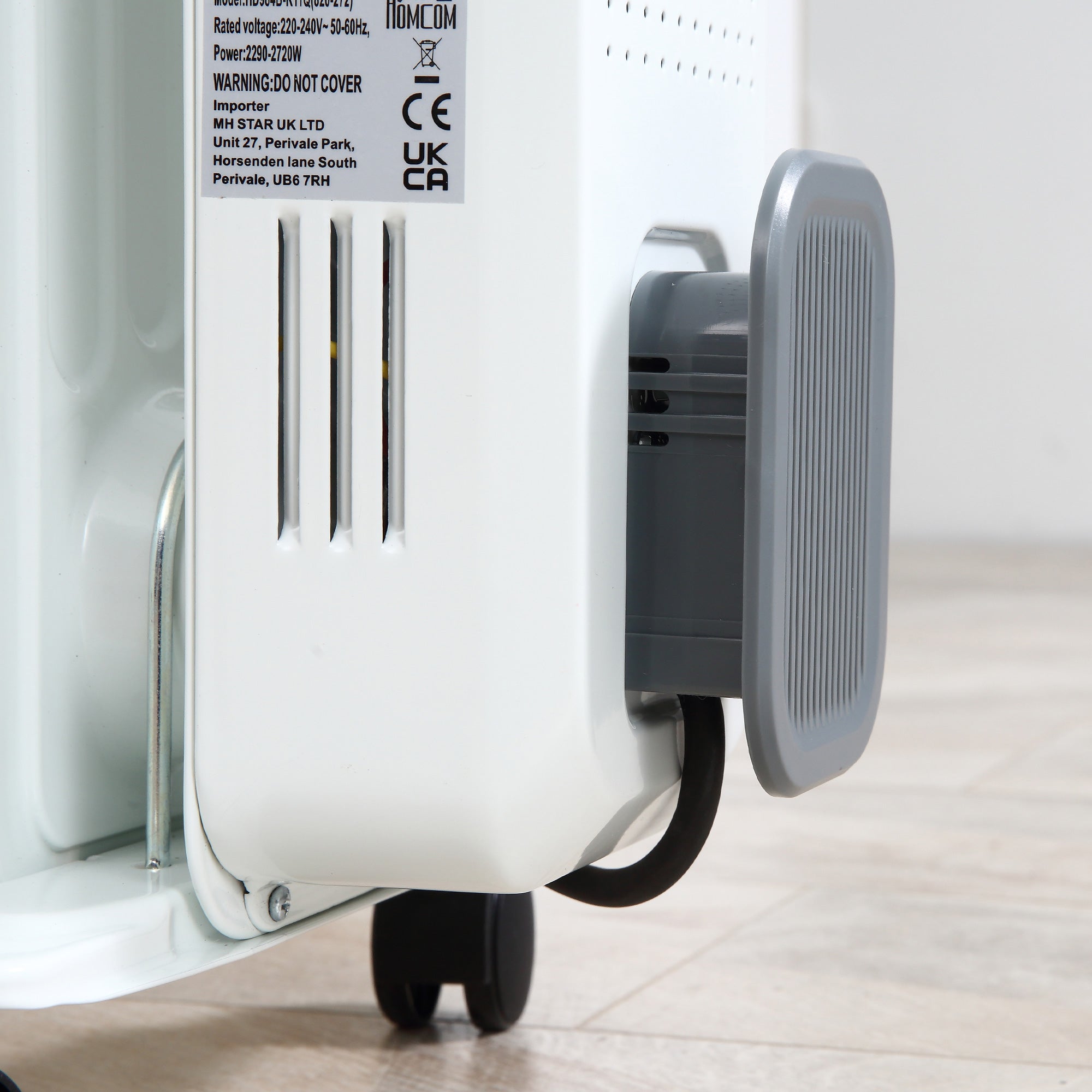 Oil Filled Radiator, 2500W 11 Fin Portable with 3 Heat Settings Safety Cut-Off and Wheels, White