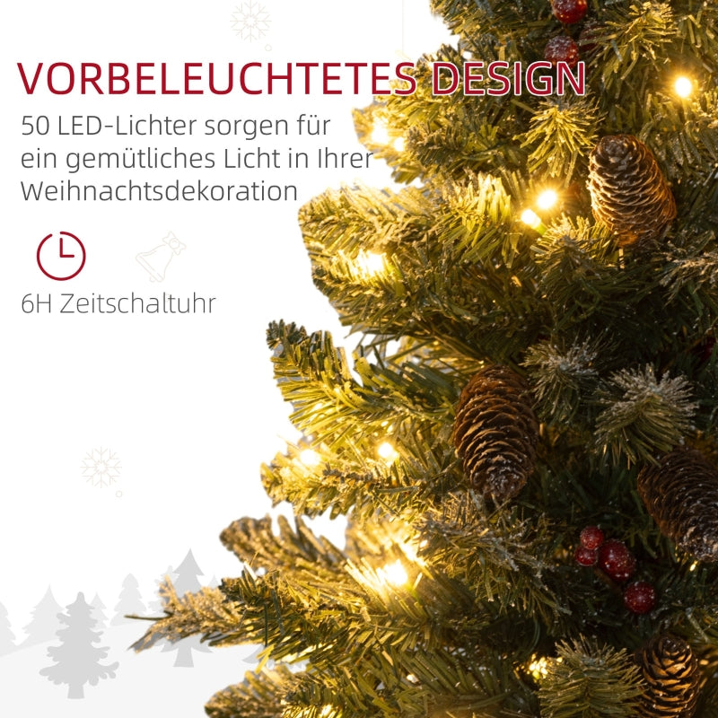 Christmas Tree LED, 60cm, Pine Cones, Red Berries, Stand, Green/White