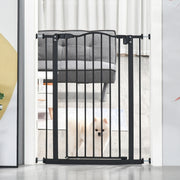 Pressure Fit Dog Stair Gate, Auto Close Adjustable 74-80cm, 94cm Tall, Black