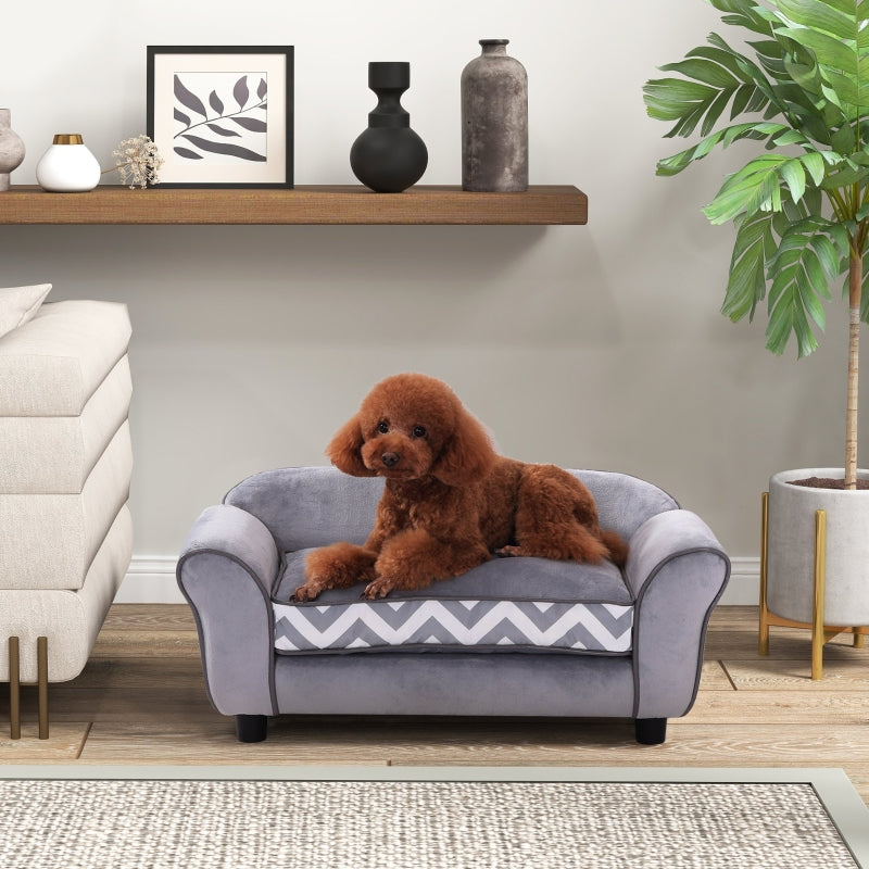 Dog Sofa Bed, Soft Cushion Washable Cover Removable Legs Wooden Frame - Grey