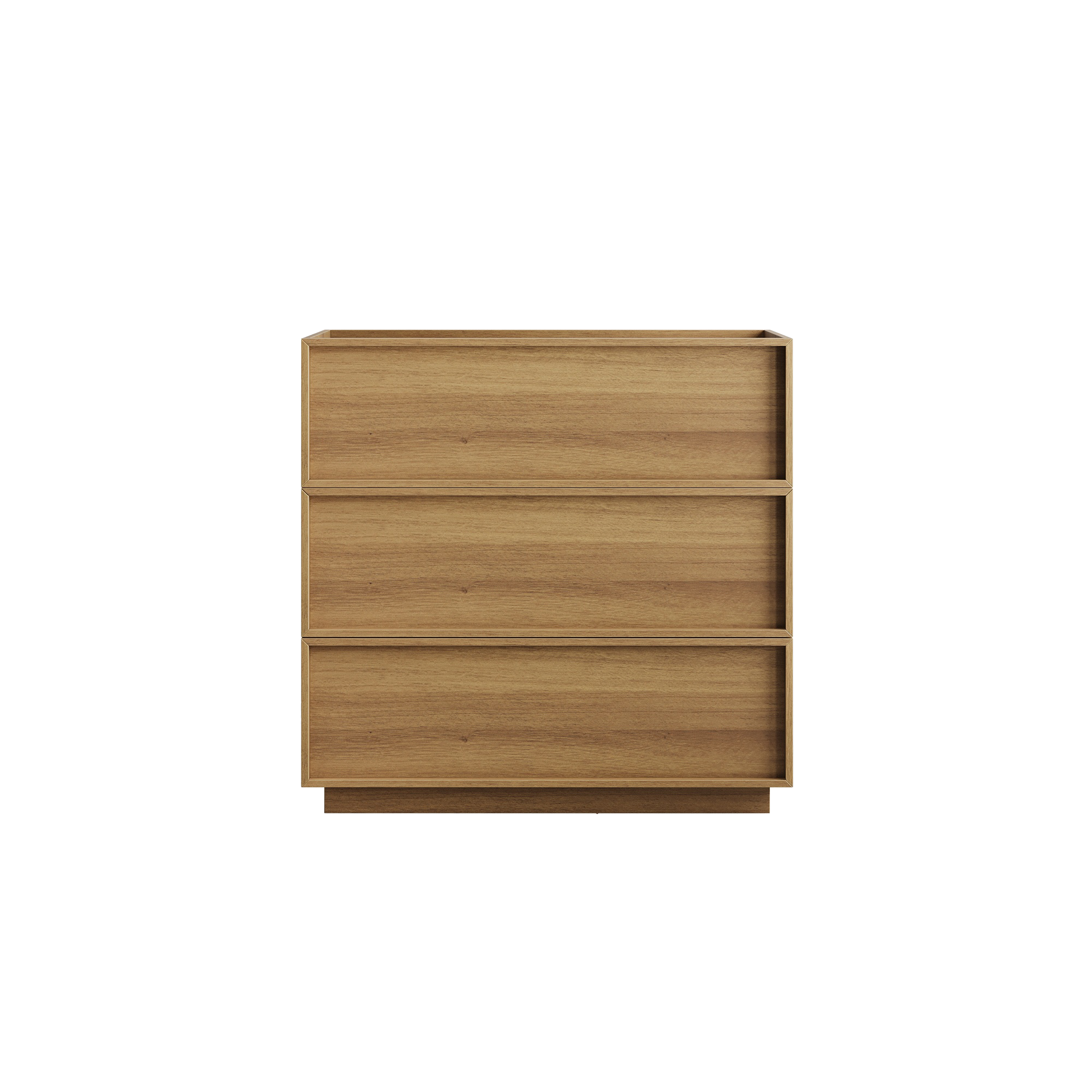 Chest of Drawers with 3 Storage Drawers and Metal Rails, Oak Wood Look