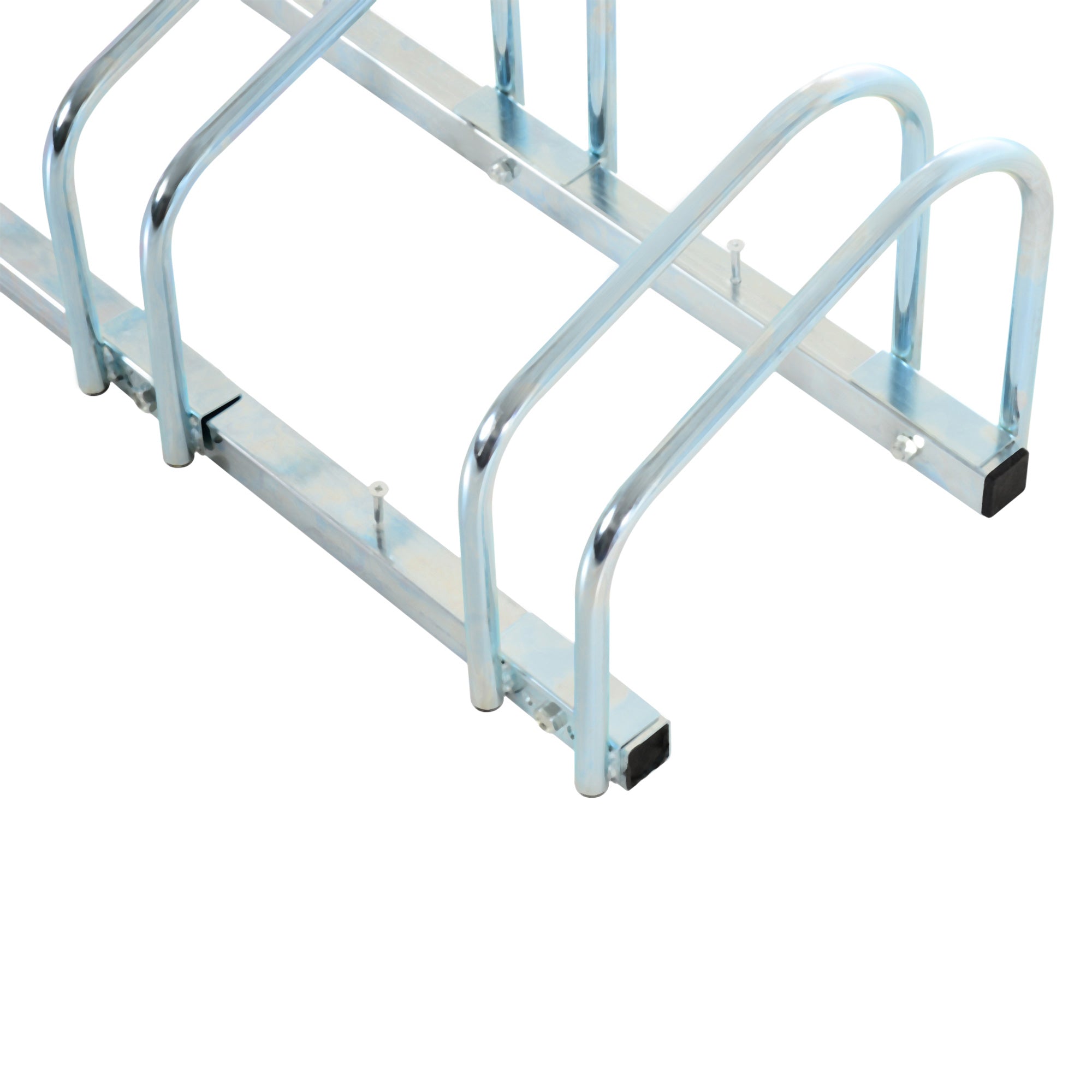 Bicycle Stand, 6 Bikes, Weatherproof, Durable, Steel Silver