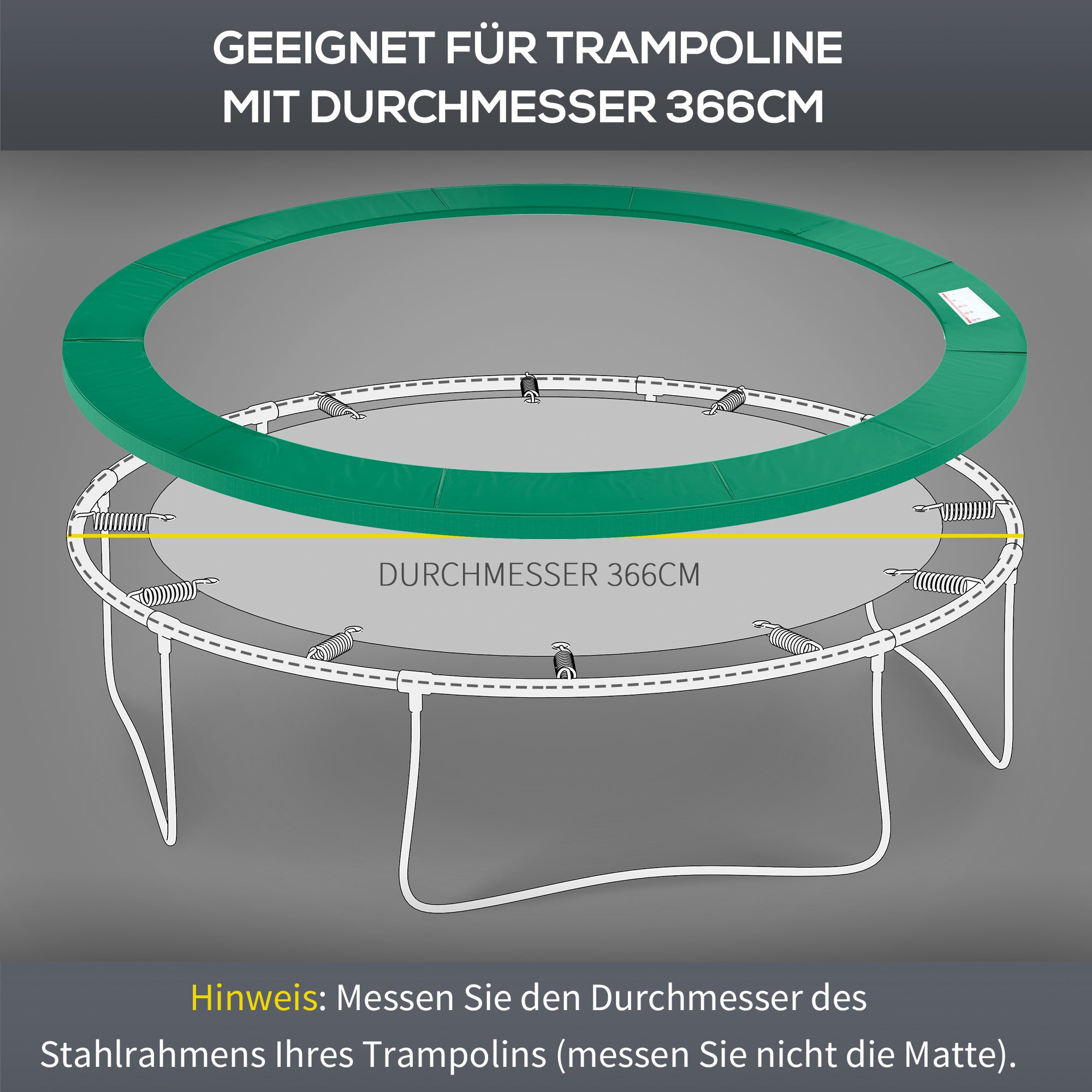 Trampoline Safety Net Edge Cover, 8ft-15ft Ø 366cm, Green