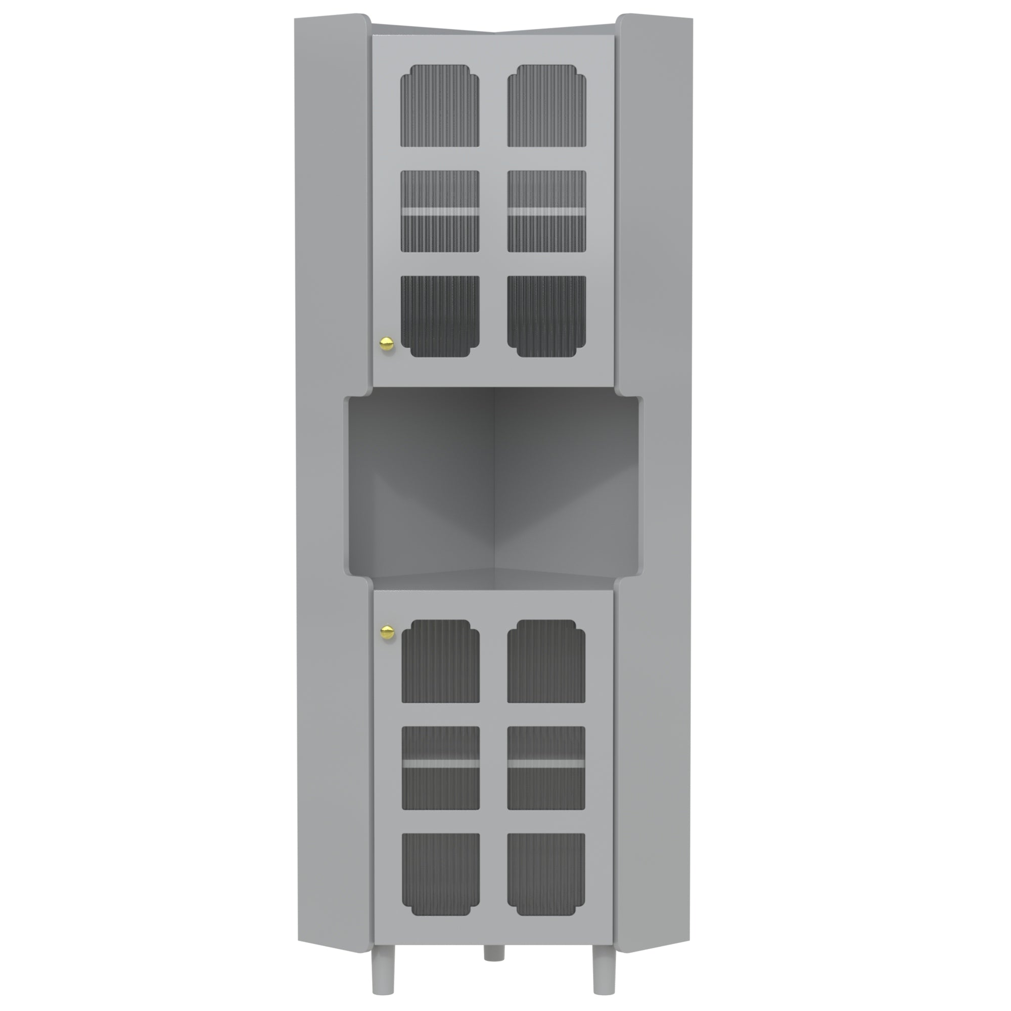 Corner Cabinet Multifunctional Storage LED Lacquer - Grey