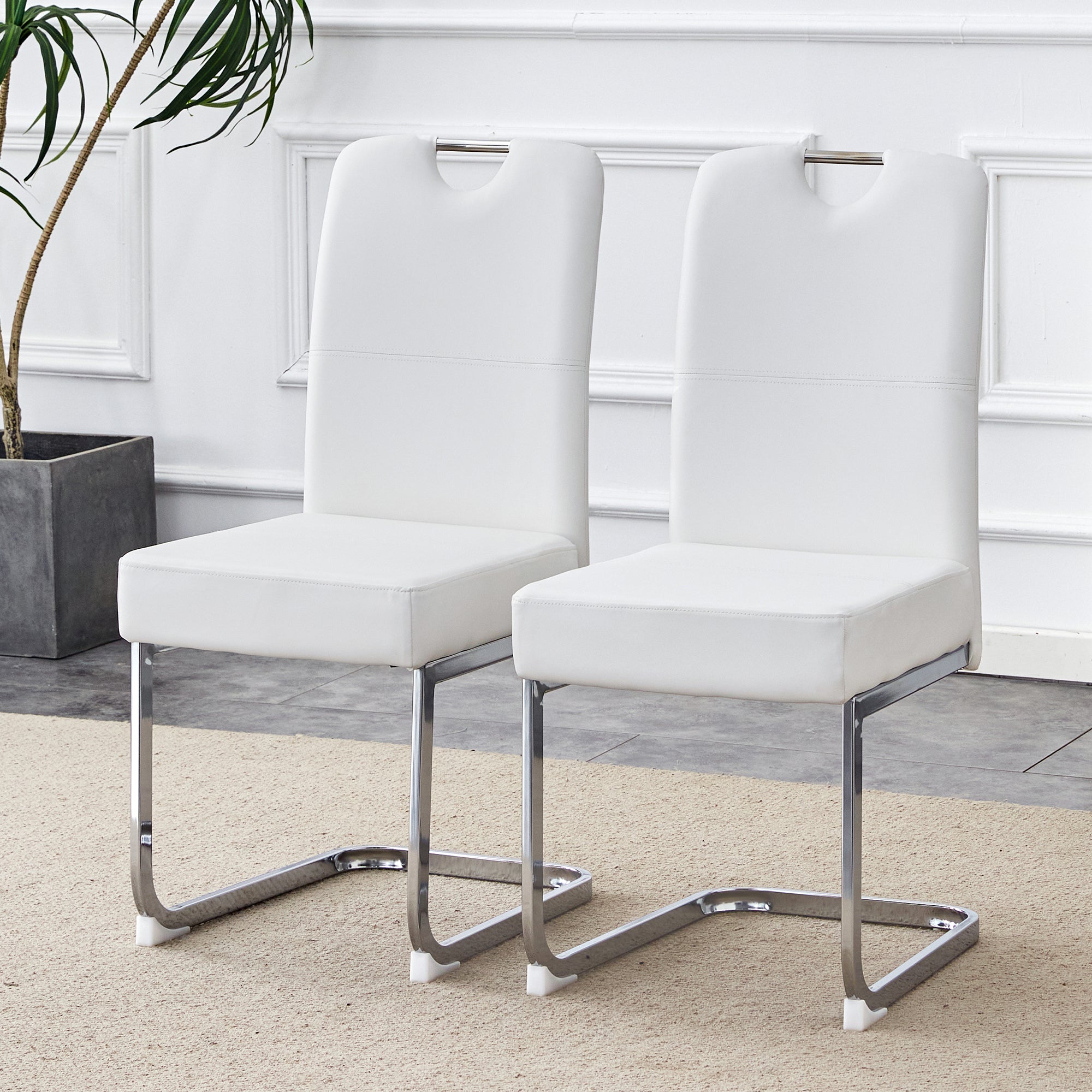 Dining Chairs, Thickened Integrated Spring Ergonomic Design, White