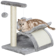 Cat Tree, Cat Tower for Kittens with Rotatable Top Bar, Sisal Scratching Post, Tunnel, Dangling Balls - Grey