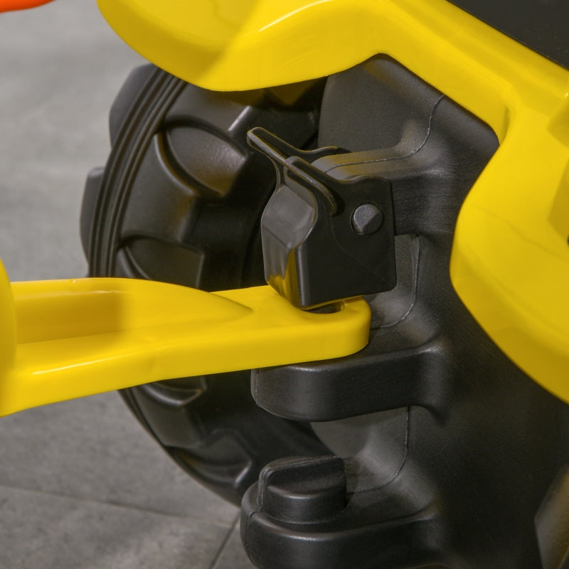 Pedal Tractor with Trailer, Tools & Horn, 3+ Years Metal Frame - Black and Yellow