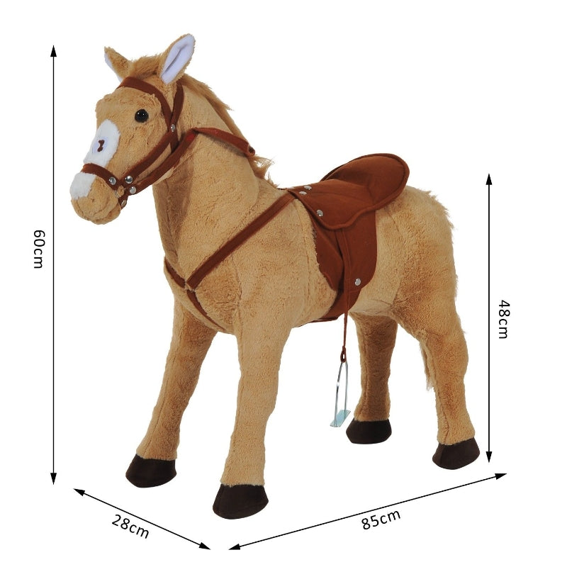 Rocking Horse Plush with Sound, 85x28x60cm, Beige