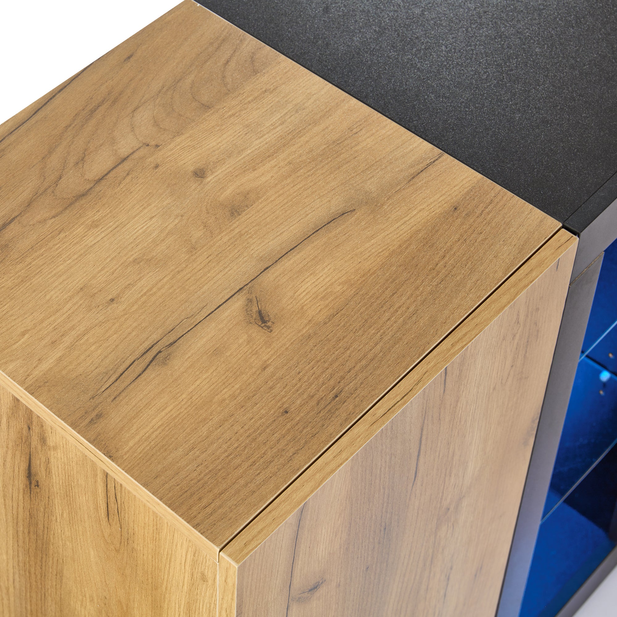 Modern Sideboard Side Cabinet Buffet with 3 Drawers Glass for Living Room