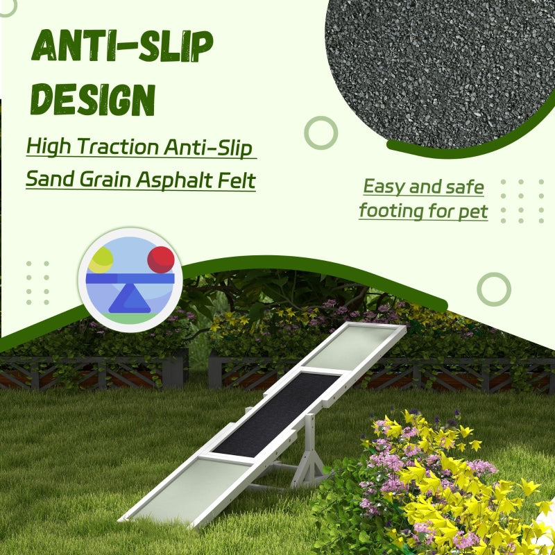 Wooden Pet Seesaw, Agility Equipment Anti-Slip Surface - White