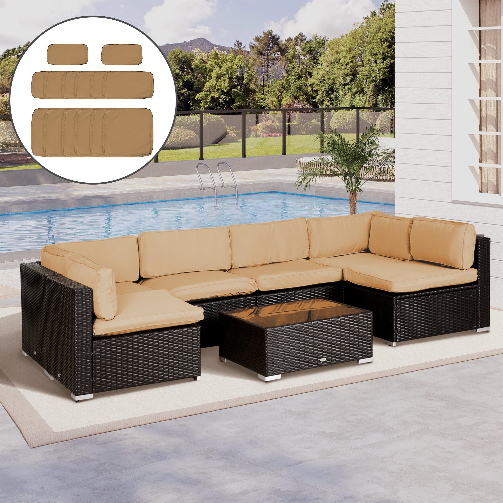 Outdoor Cushion Set, 14 Piece, Beige
