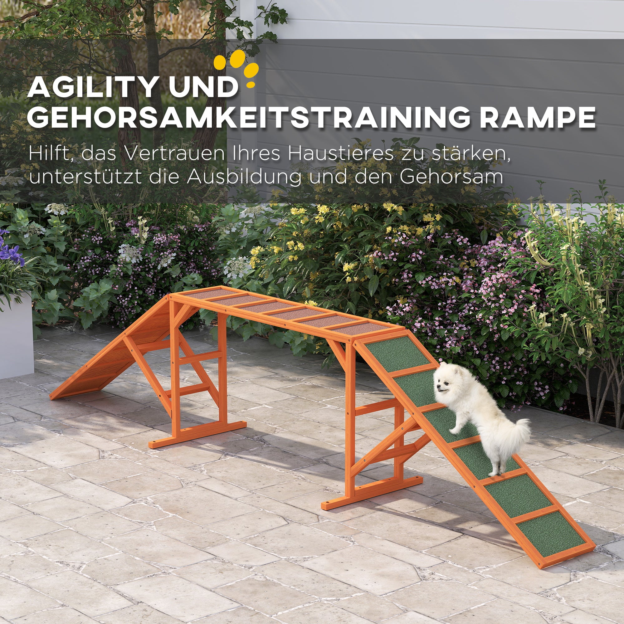 Dog Agility Bridge, Non-Slip Surface, Orange
