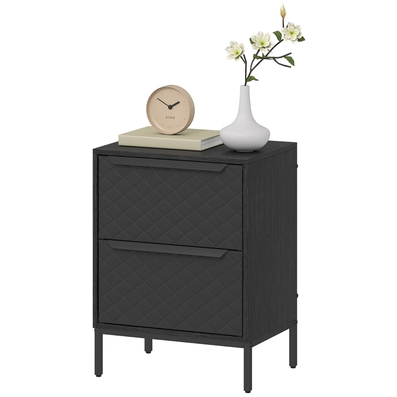 Chest of Drawers Dresser 2 Fabric Drawers Aluminium Handles Black