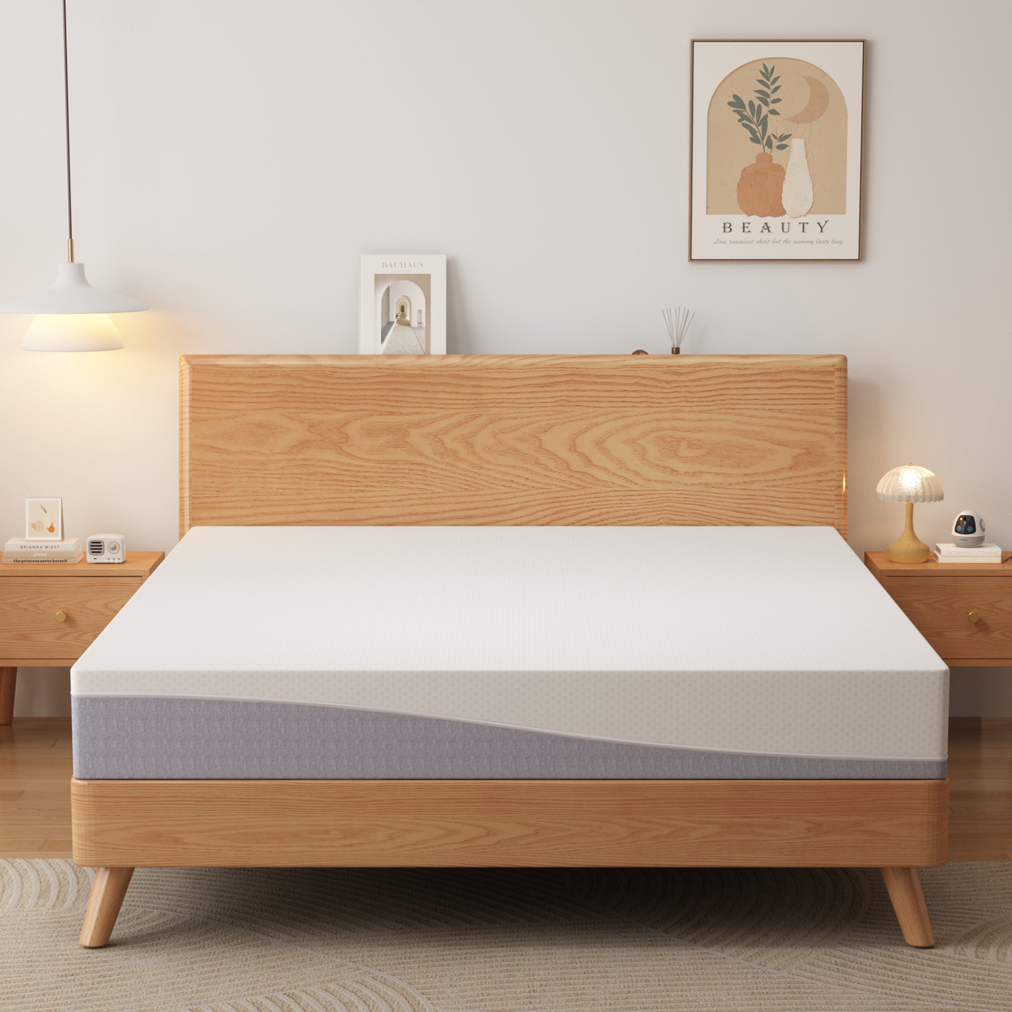 Foam Mattress Comfortable Medium Firmness 160x200 cm Grey/White