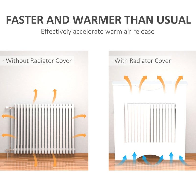 Radiator Cover Heater Cabinet Modern Slatted MDF White