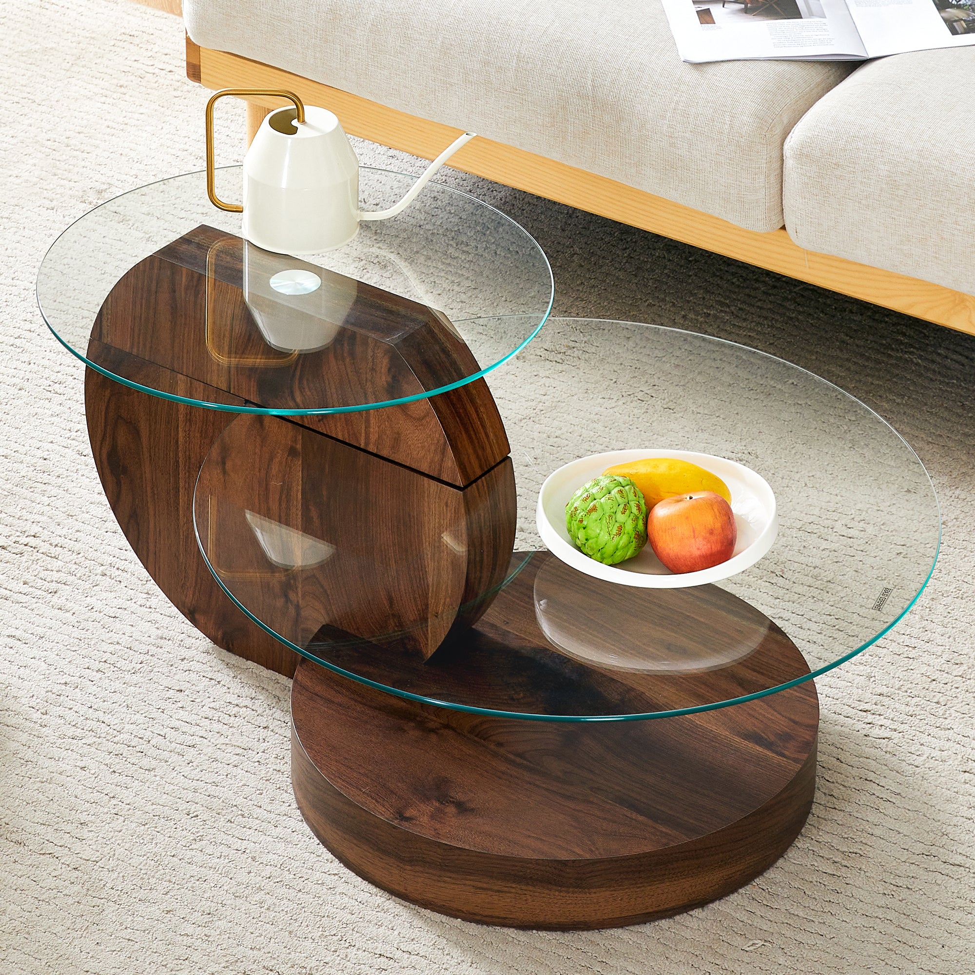 Coffee Table Modern Minimalist Multi-Layer Tempered Glass & MDF