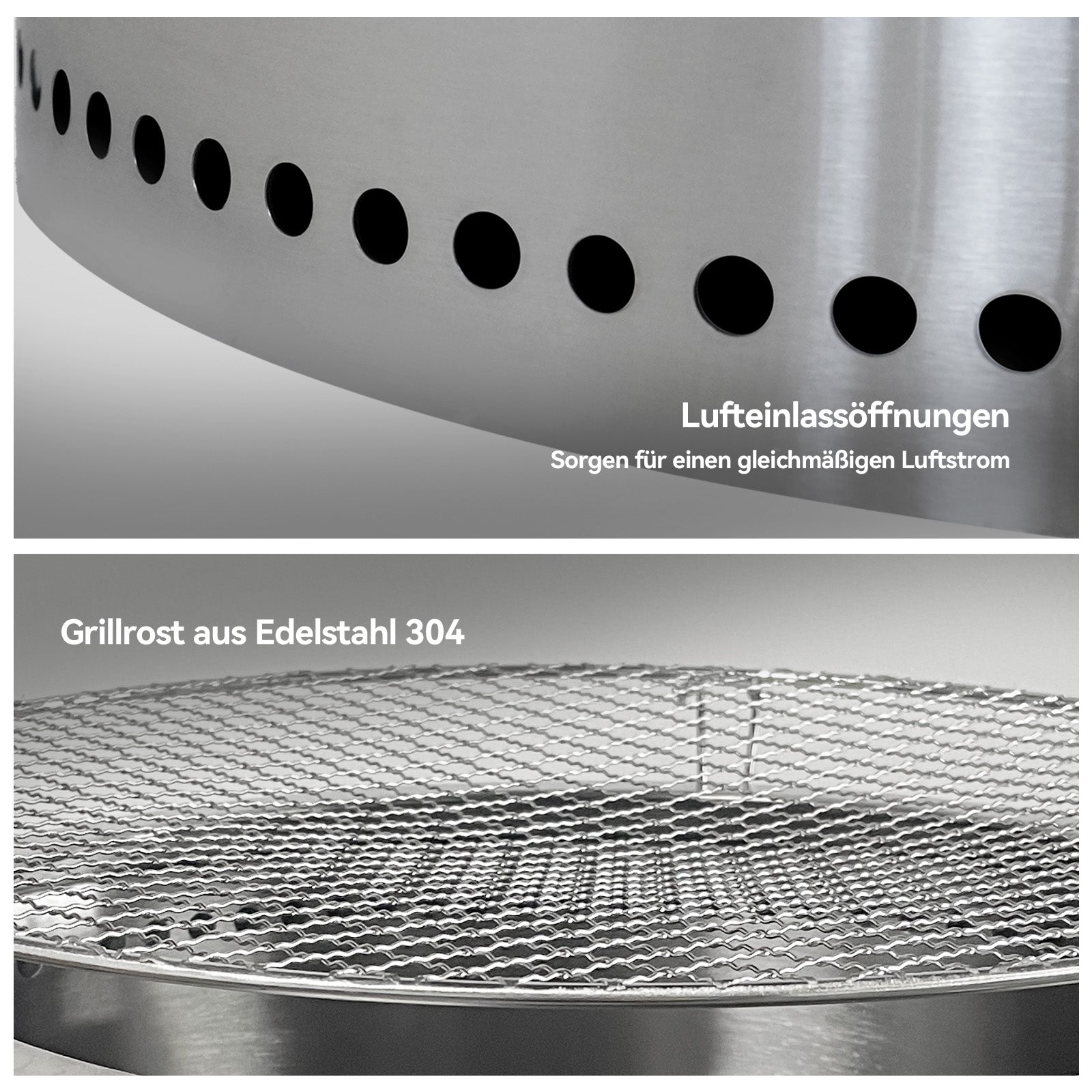 Fire Pit Portable Outdoor Fireplace with Ashtray Stainless Steel