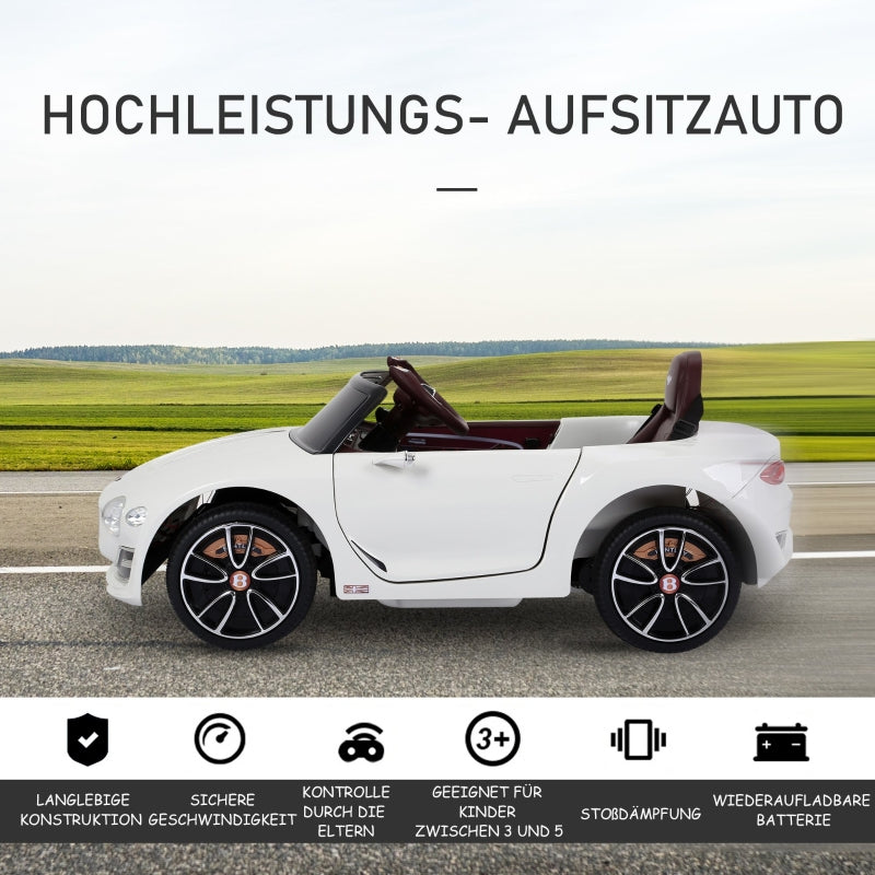 Bentley GT Licensed Electric Ride-On Car with Remote Control and 2 x 390 Motors, White