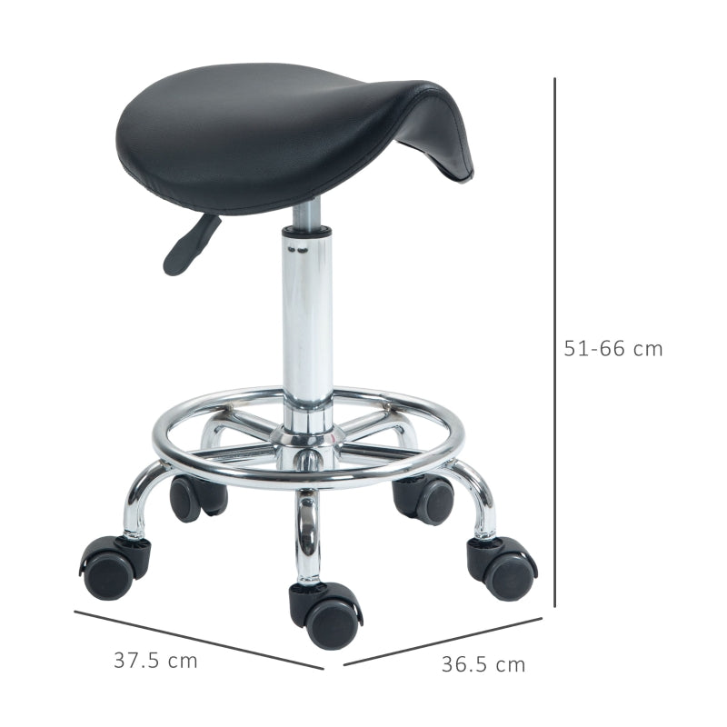 Salon Saddle Stool Rolling Chair Adjustable for Massage Beauty Clinic Black
