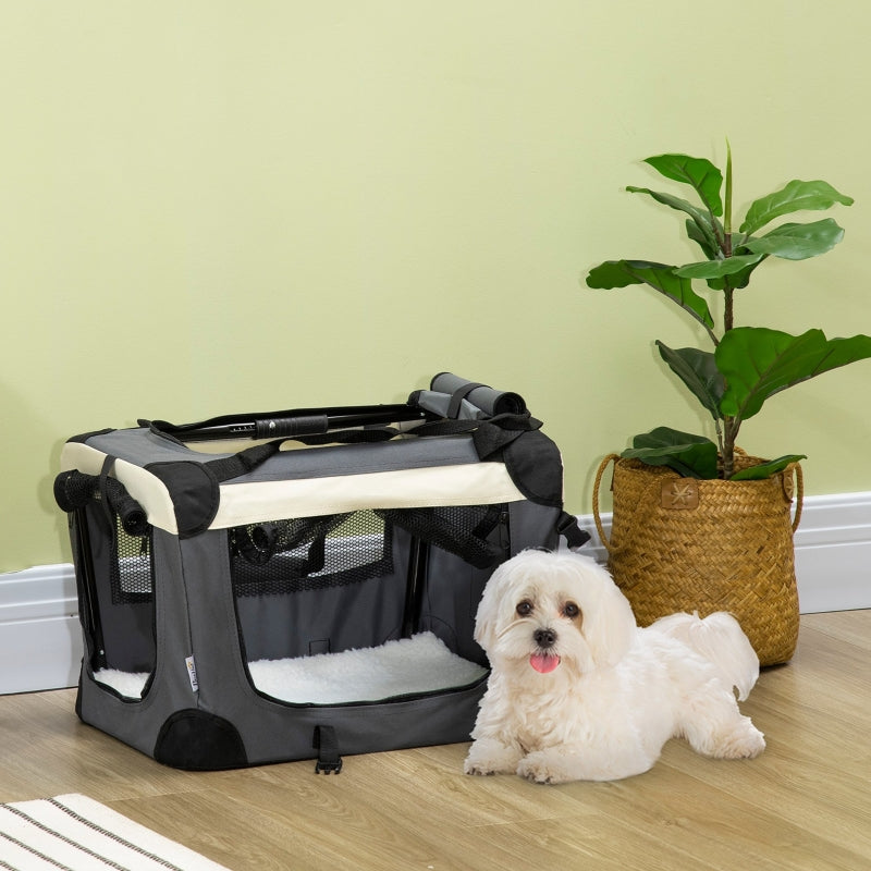 Pet Carrier Bag, Foldable 3 Doors, Grey