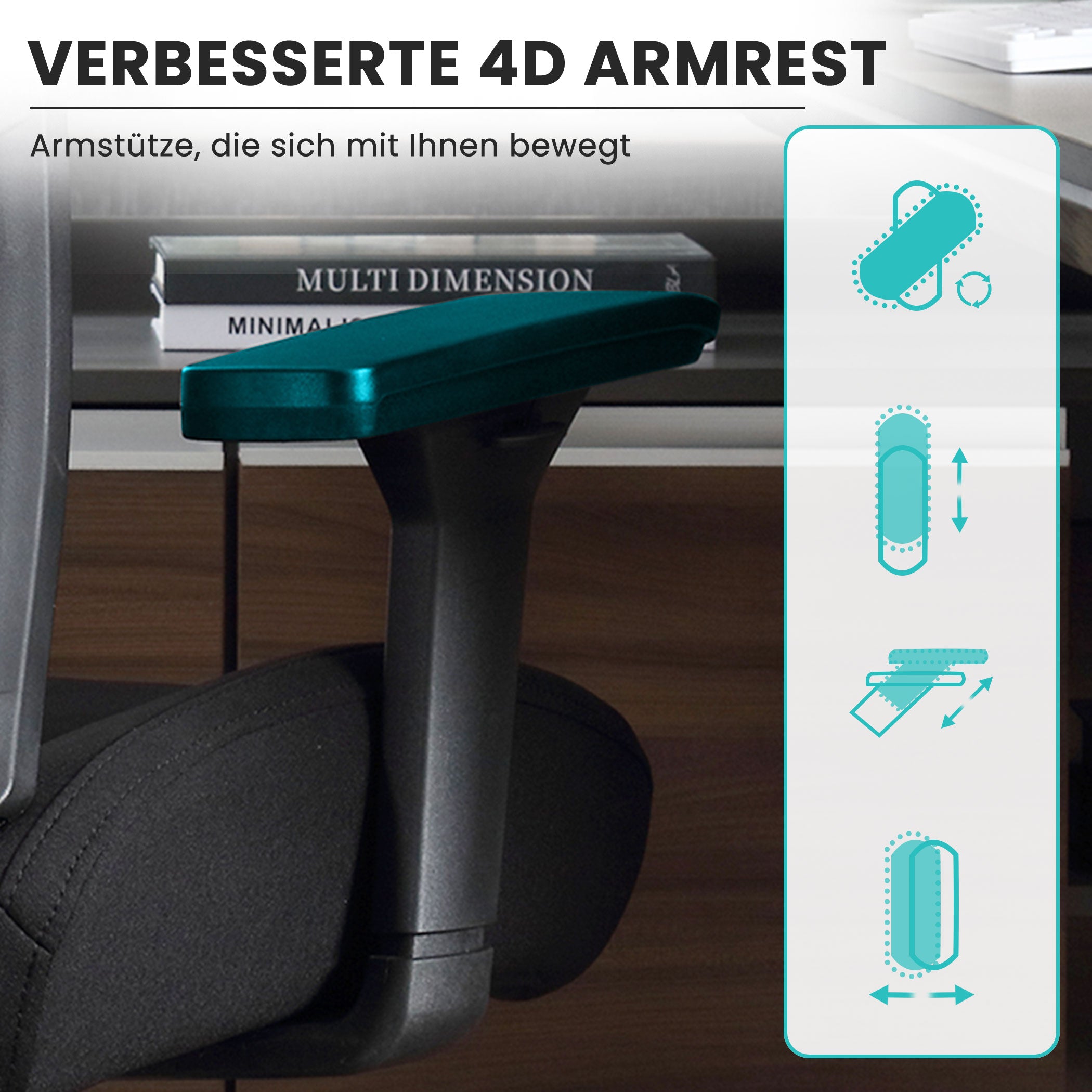 Ergonomic Office Chair, High Back 200kg Capacity 4D Armrests Lumbar Support, Mesh