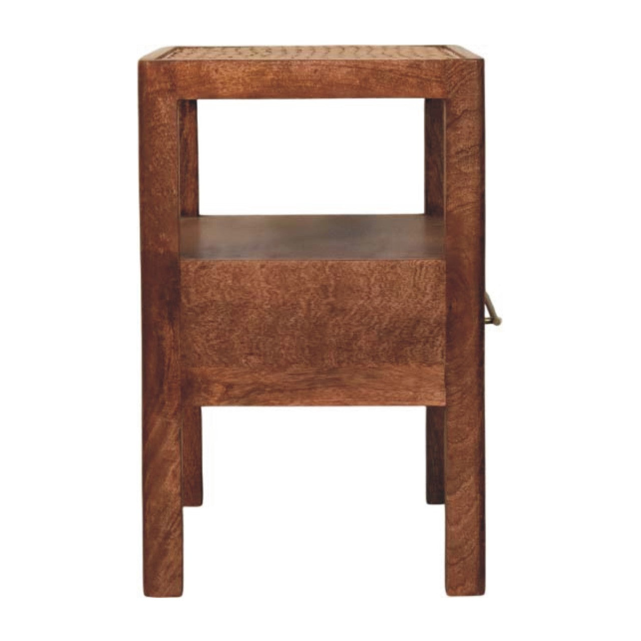 The Caldera Bedside Stand, 1 Drawer 1 Open Slot, Solid Wood Brown
