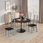 Dining Table Set, 4-person Tulip Table with Chairs, Brown & Gray