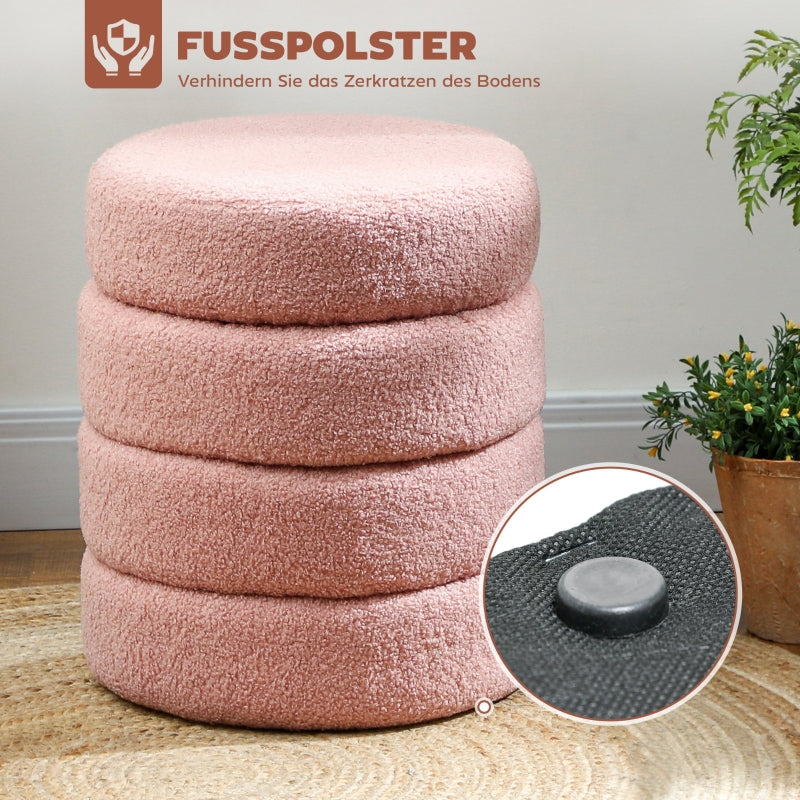 Stool round teddy fleece 120 kg pink