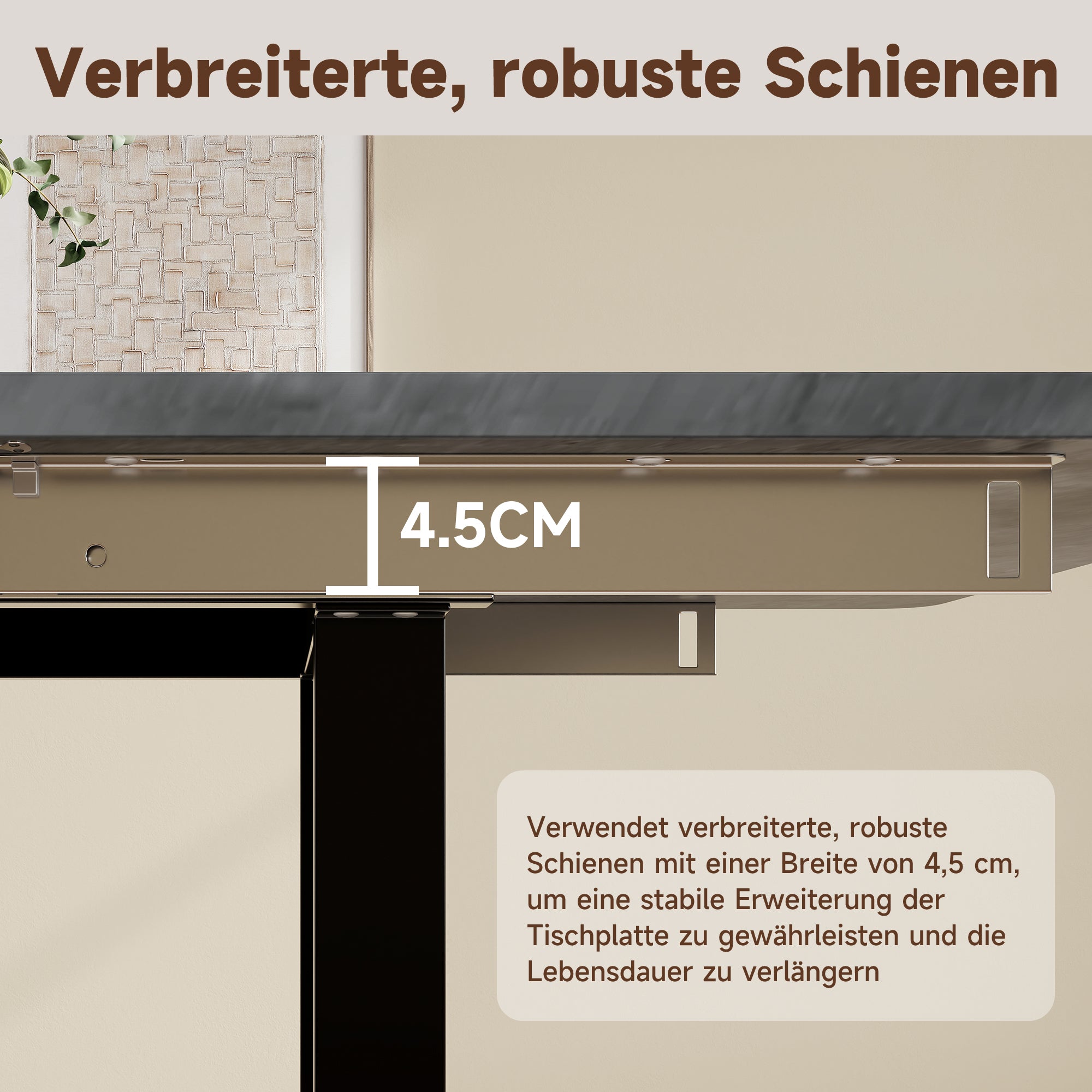 Extendable Dining Table 140/180/220cm 6-10 Seater Metal Legs - Grey