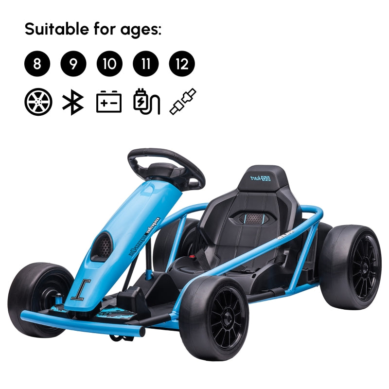 Drift Kart 24V Electric Ride-On, 2 Speeds, Blue