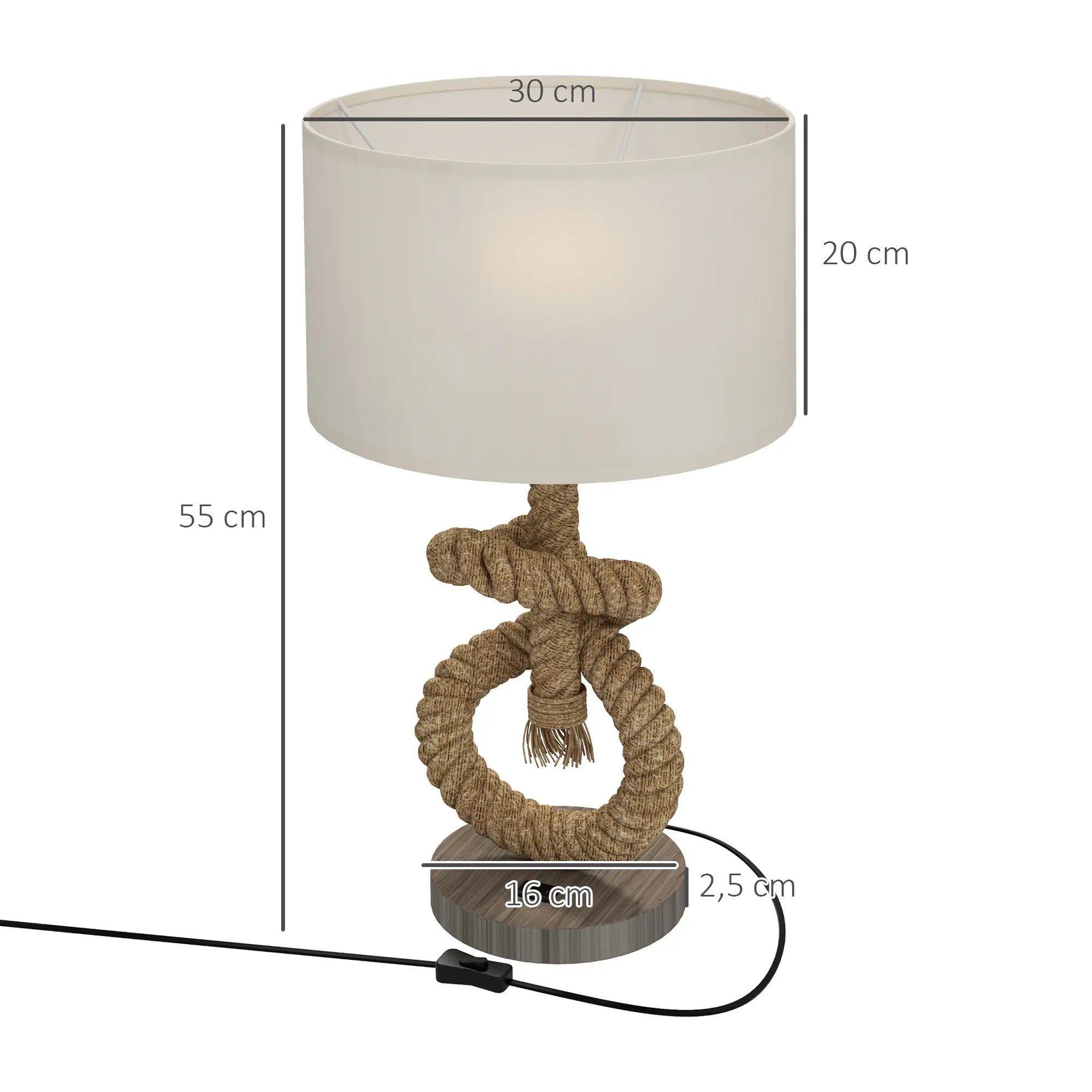 LED Table Lamp USB Rechargeable Bedside E27 Metal/Linen Cream White