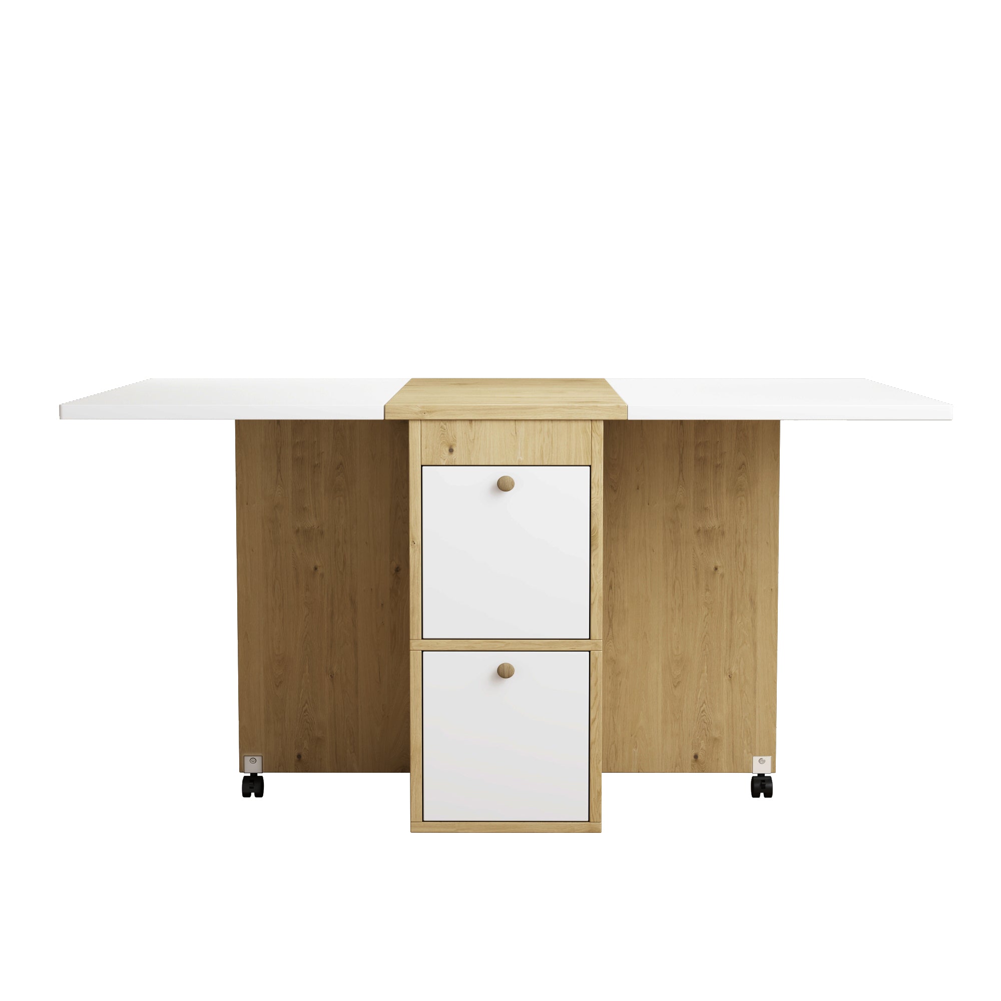 Dining Table Set, Folding & Extendable with 4 Chairs, 120x80x75cm, White + Oak