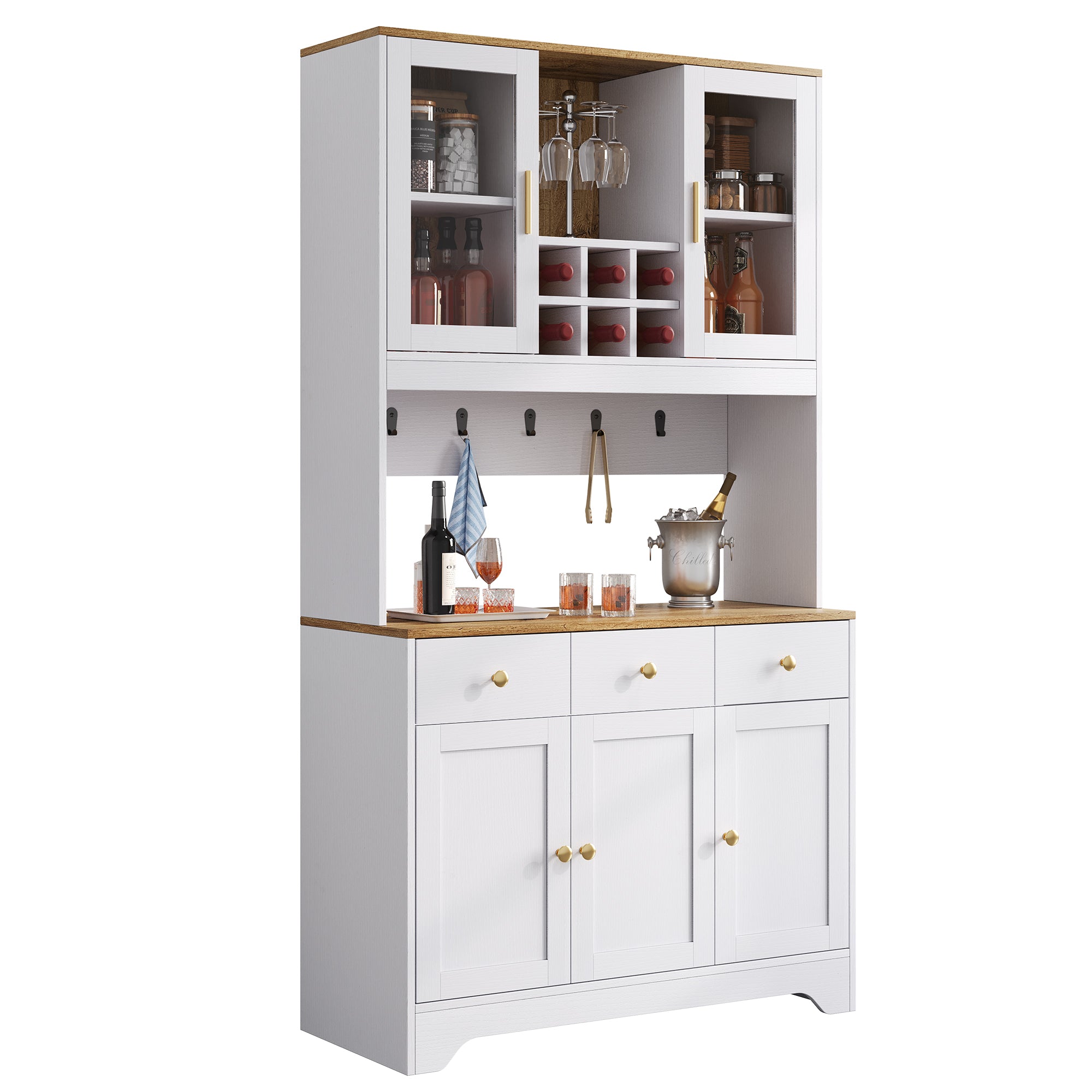 Sideboard Tall Cabinet 94.5x30x175.5 cm White Wood Grain