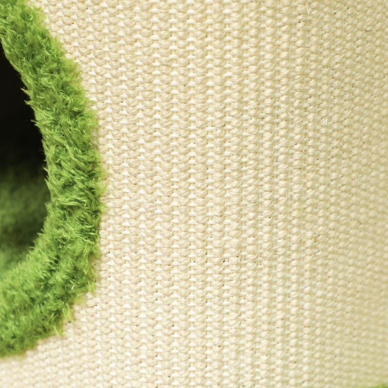 Cat Scratching Tower, 52cm, Cat Cave, Plush, Green/Cream White