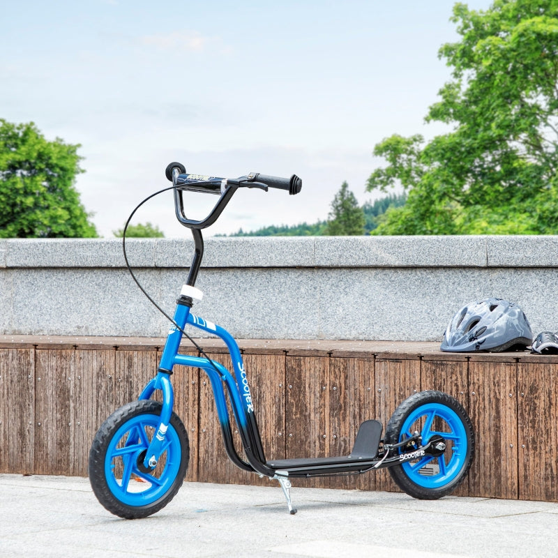 Children's Scooter with Adjustable Handlebars, Large Wheels and Handbrake, Blue
