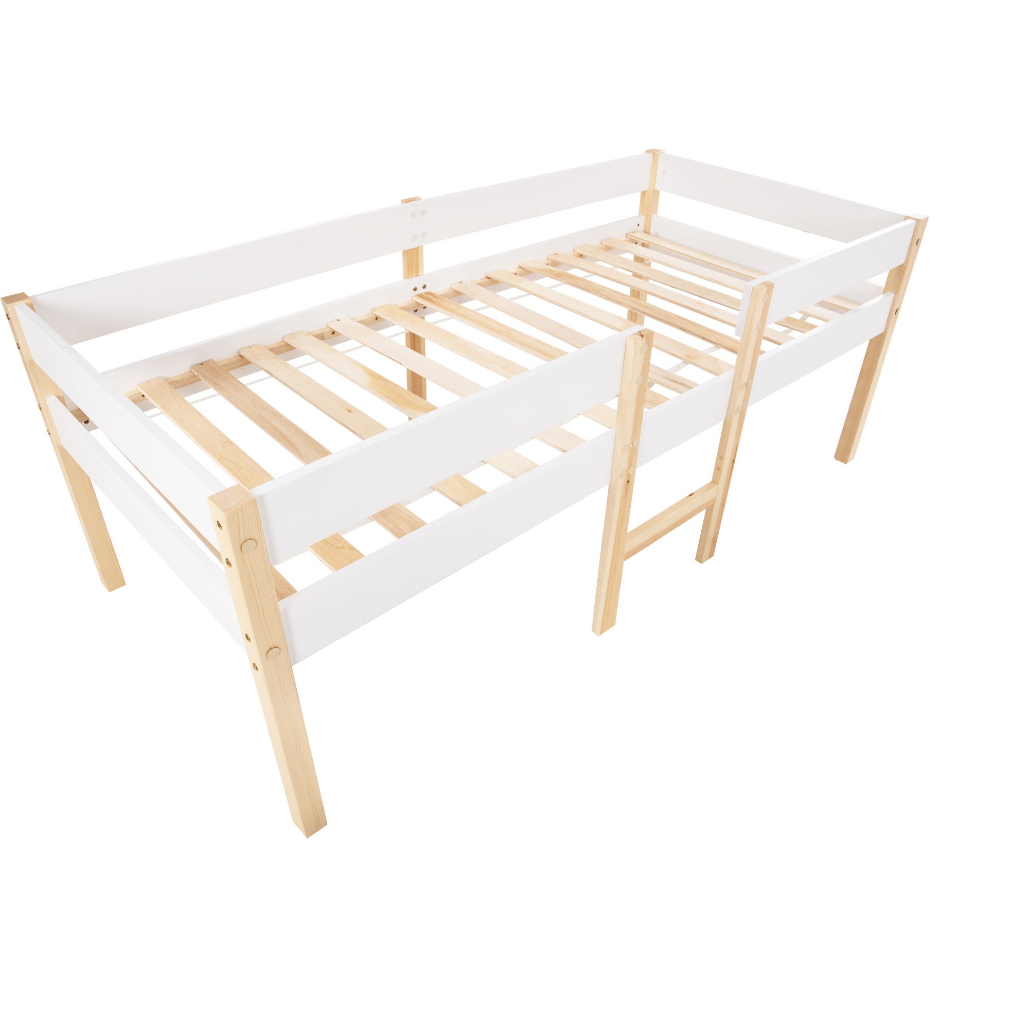 Children's Bed with Drawer and Fall Protection, 90x200 cm, Solid Pine Wood White & Oak