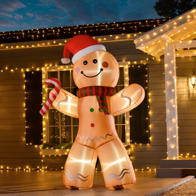 Gingerbread Man, 2.4m LED Inflatable Decoration, Polyester