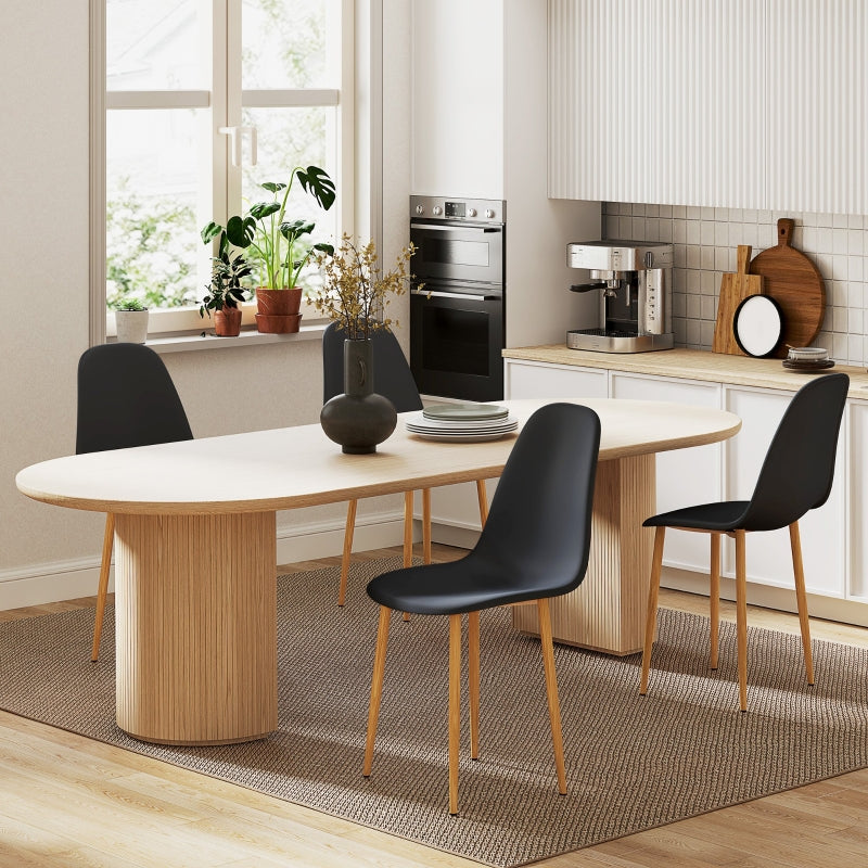 Modern Dining Chairs Set of 4, with Backrest and Steel Legs, Black