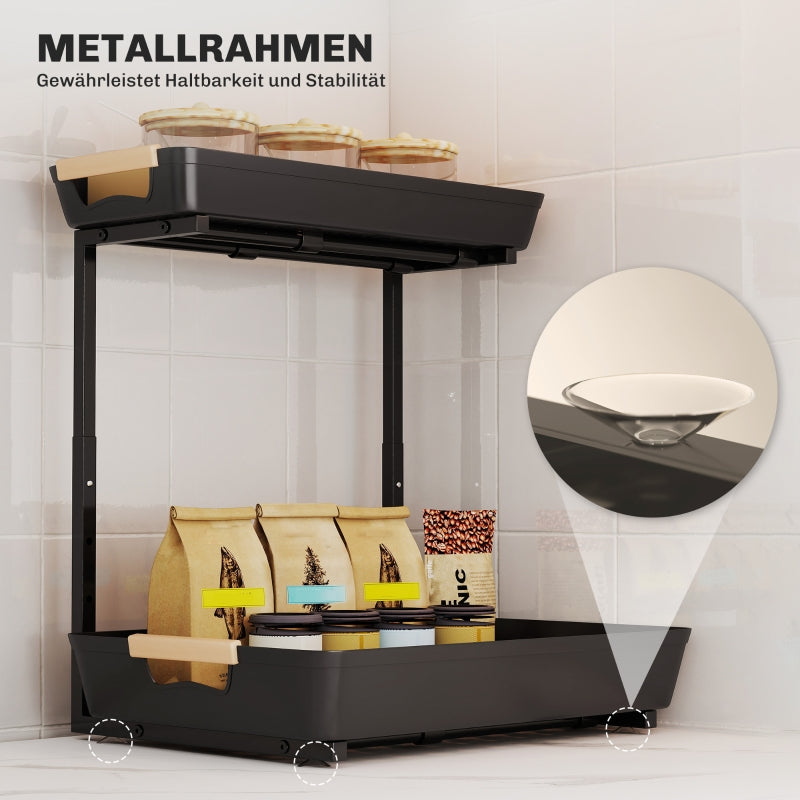 Kitchen Shelf, Height-Adjustable with 2 Baskets