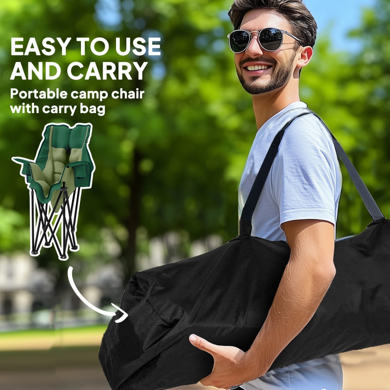 Camping Chair Portable Padded Olive Green