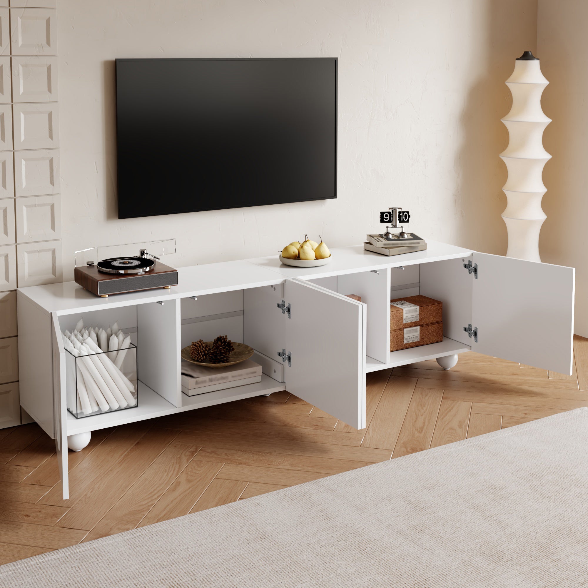 TV Cabinet Low Stand 180.5 x 38 x 50 cm, White