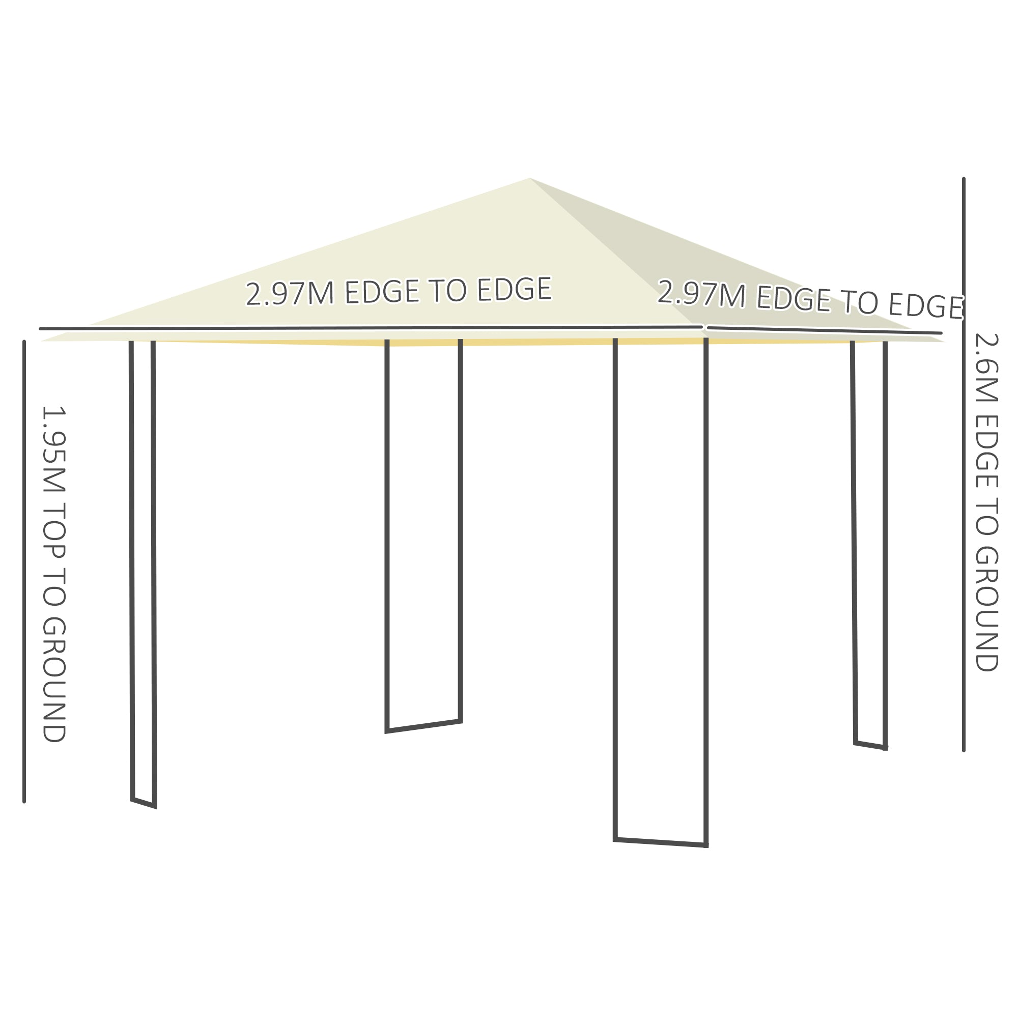 3x3m Garden Gazebo Marquee Steel Frame Water Resistant, Cream