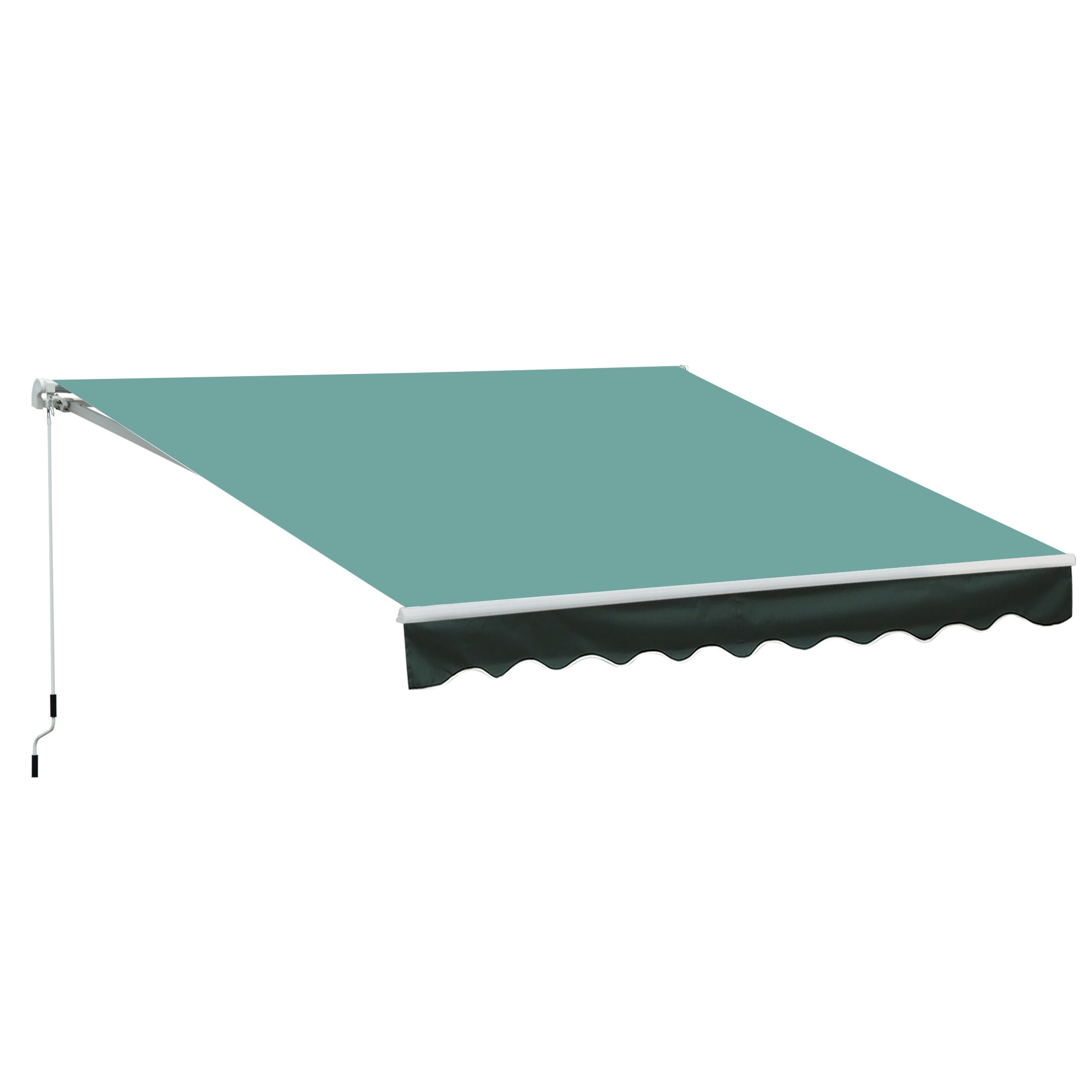 Sun Shade Awning Canopy, Manual Retractable 3x2.5m Garden Patio, Dark Green