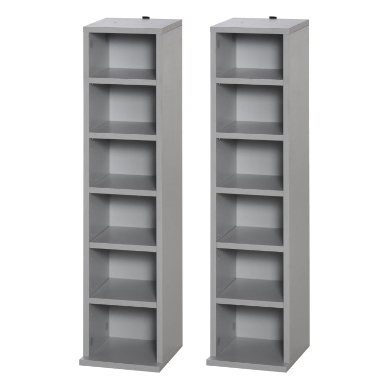 204 CD Media Display Shelf Unit Set of 2 Adjustable Tower Rack, Grey