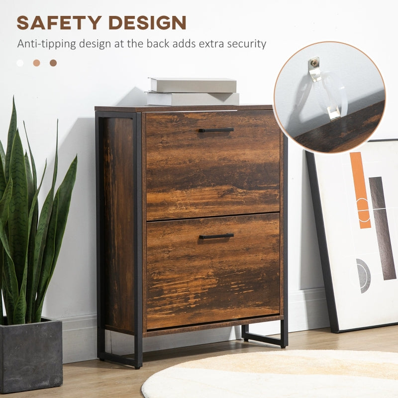 12-Shoe Two-Door Storage Cabinet Wood-Effect