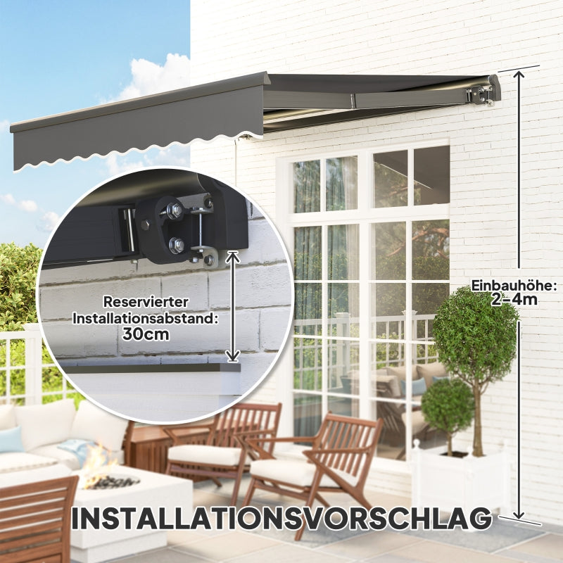 Clamp Awning, Hand Crank Solar Light UV 50+, 300cm, Gray