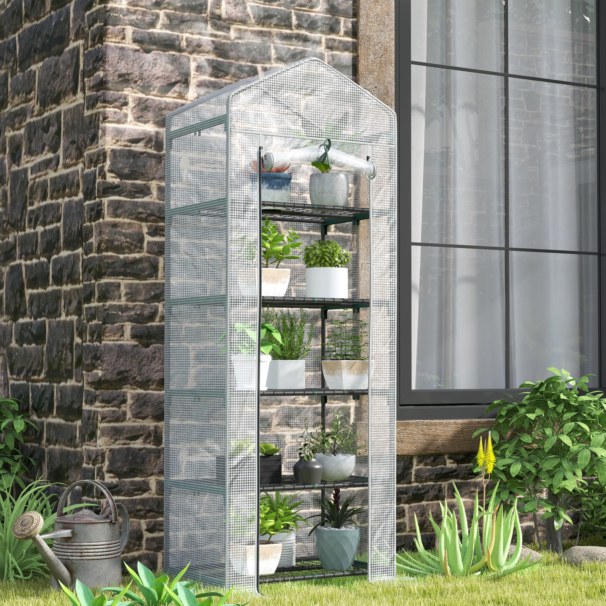 Five Shelf Mini Greenhouse, 193cm White