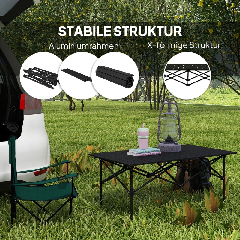 camping table folding roll-up 2-person aluminum black